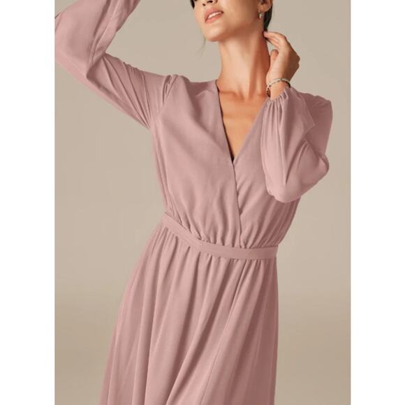 AW BRIDAL 10 L pink dusty rose Adelle chiffon bridesmaid maxi dress NEW B102 - Picture 4 of 8